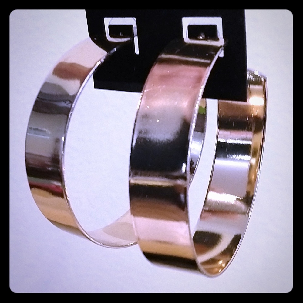 Giant Gold Flatsheet Metal Hoop Statement Earrings
